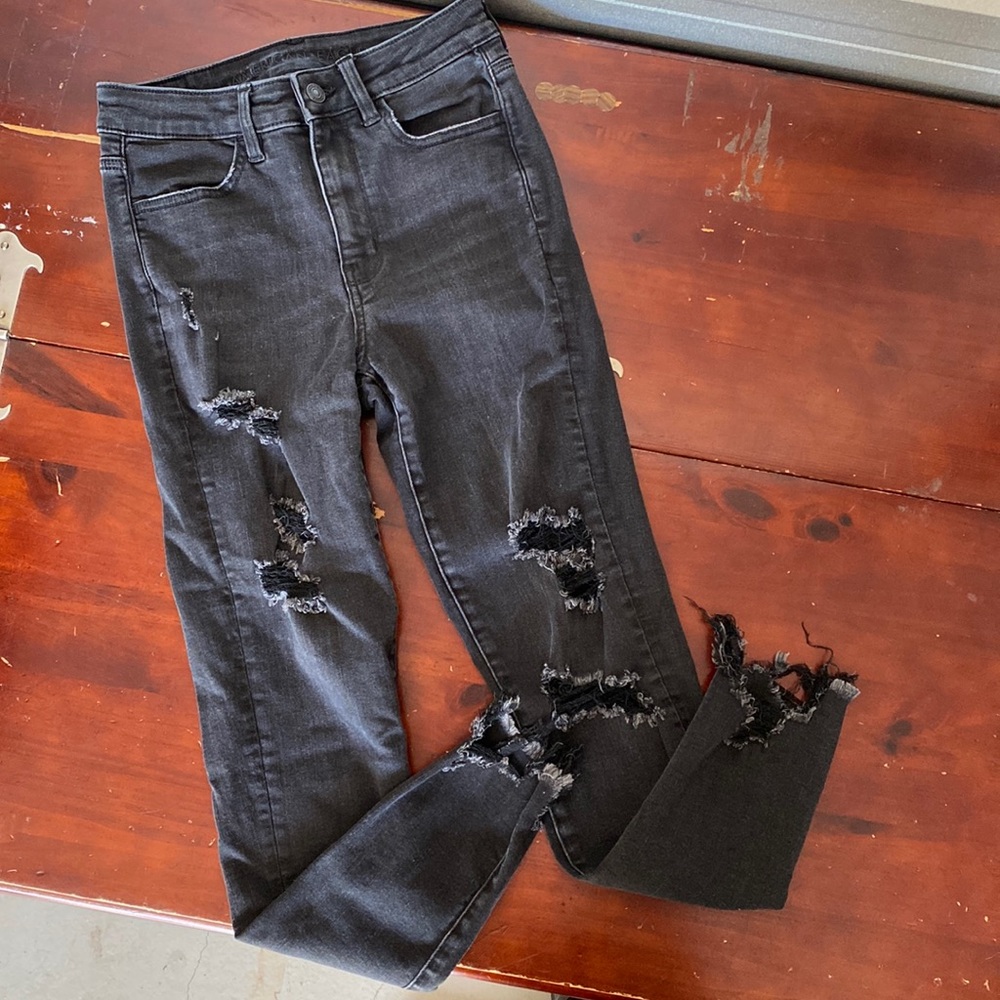 American eagle super hi rise jegging crop long